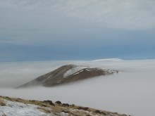 Looking west from Haystack Butte in the fog 1
